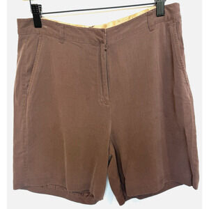 Tommy Bahama Womens 100% Silk Bermuda Shorts Size 10 Chocolate Casual Old Money